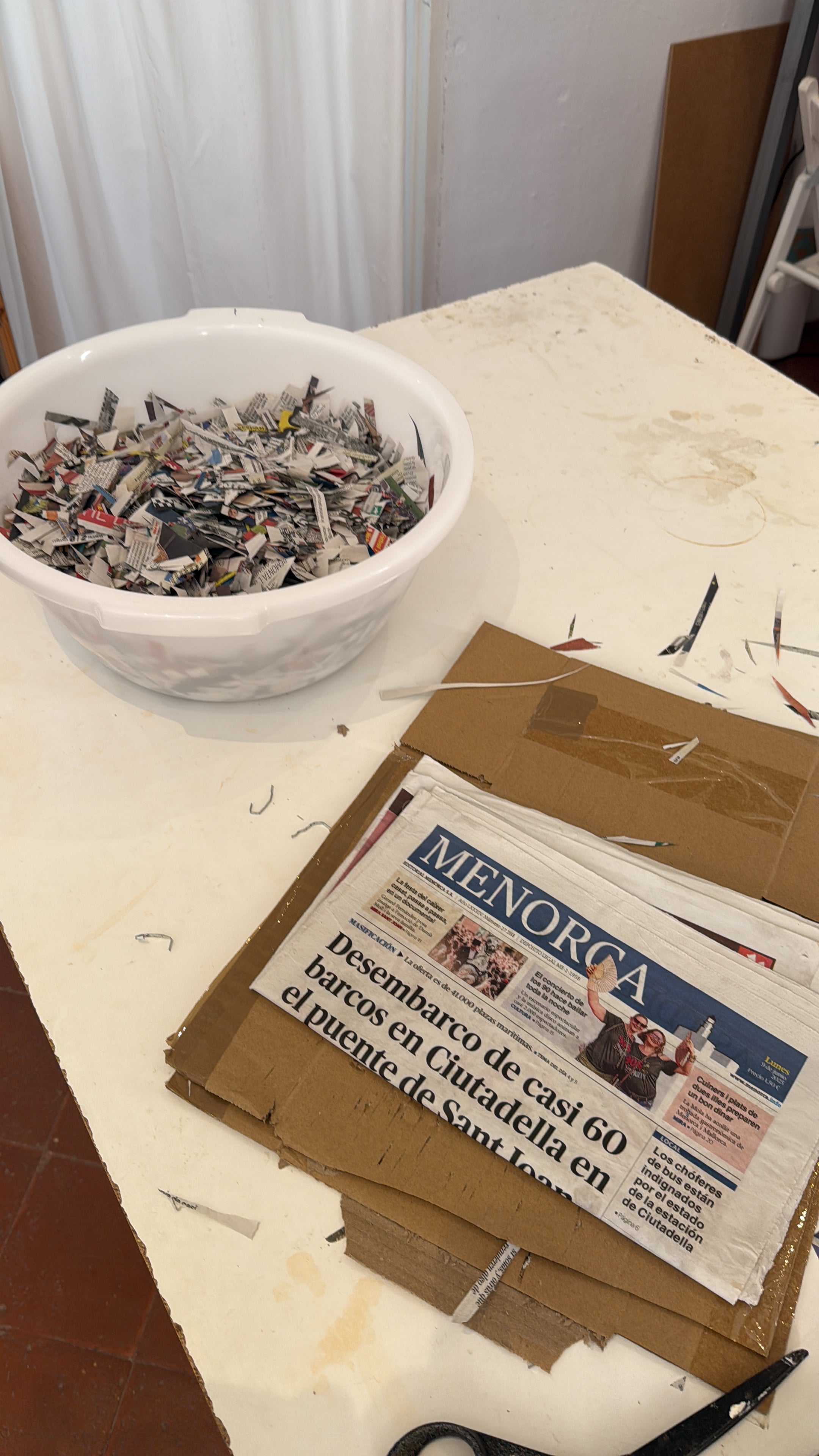 Circular design in papier mâché