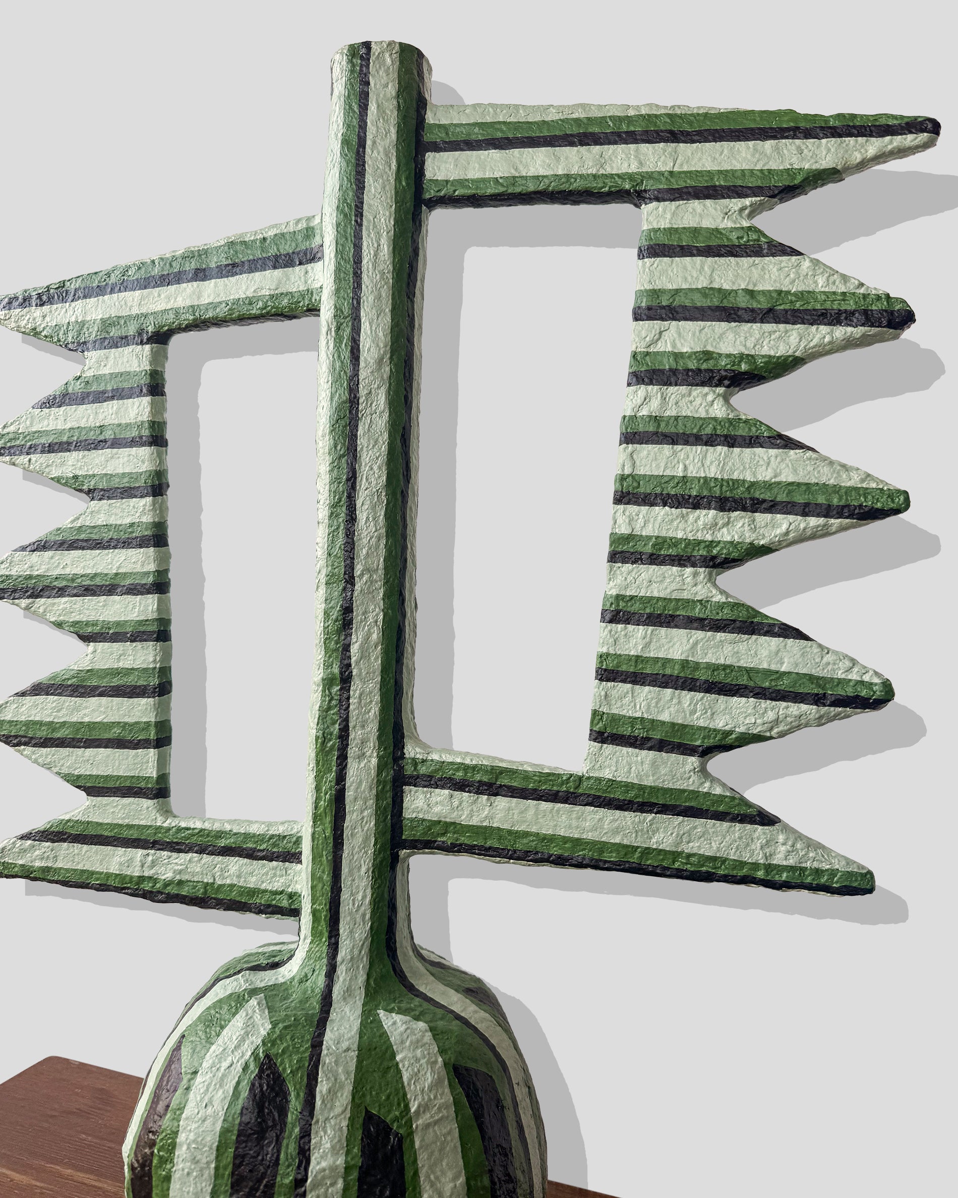 A hand-painted pulp vase with geometric pattern created by artist Meritxell Claverol