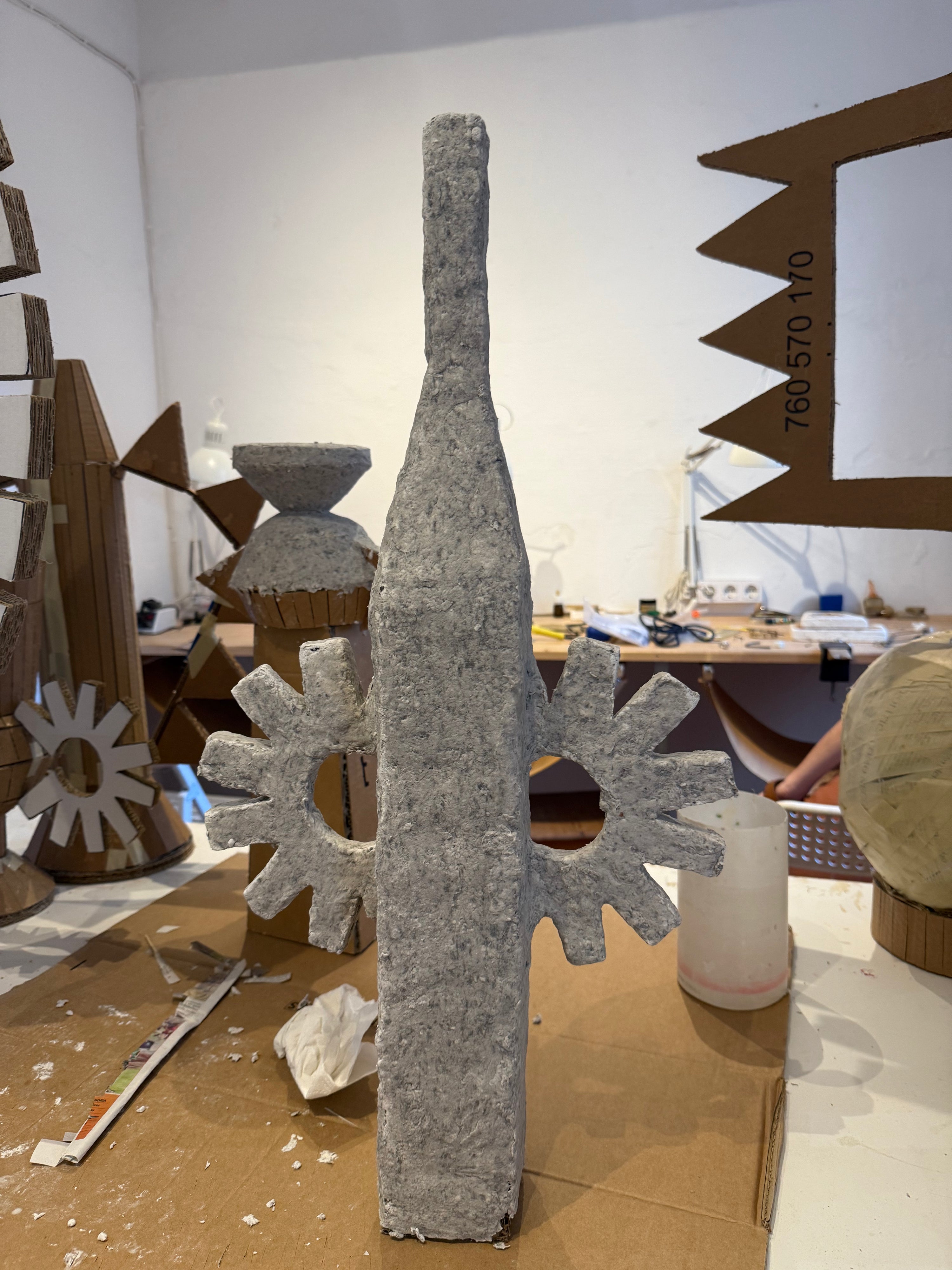 Circular design in papier mâché